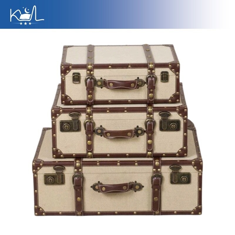 Retro Vintage Trunk Suitcase - Baule portaoggetti vintage in tessuto di