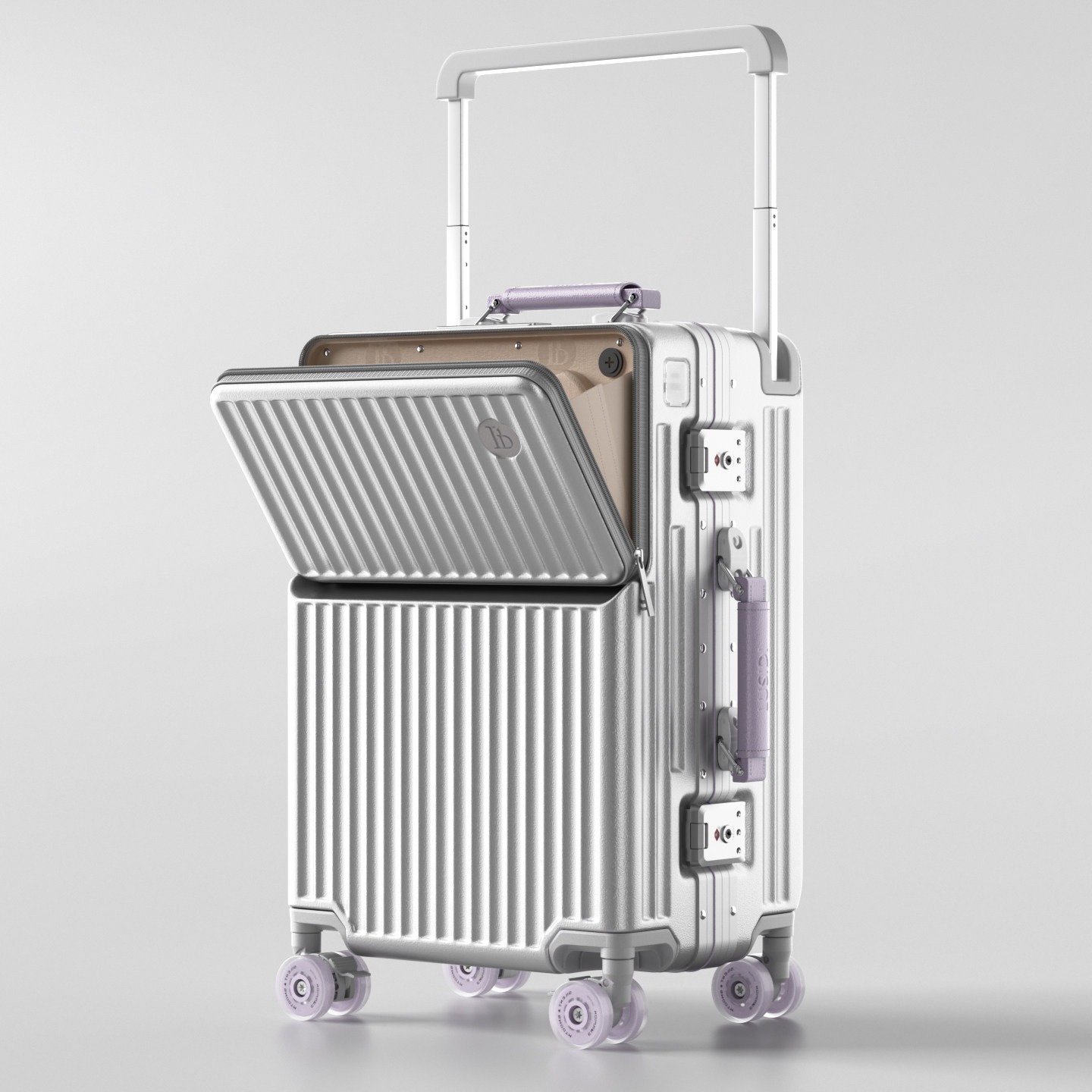 Aluminum Frame Carry On Luggage - Valigia con Apertura Frontale, Manico Largo,