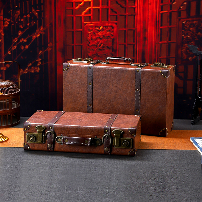 Retro Vintage Trunk Suitcase - Valigia in legno vintage Scatola portaoggetti