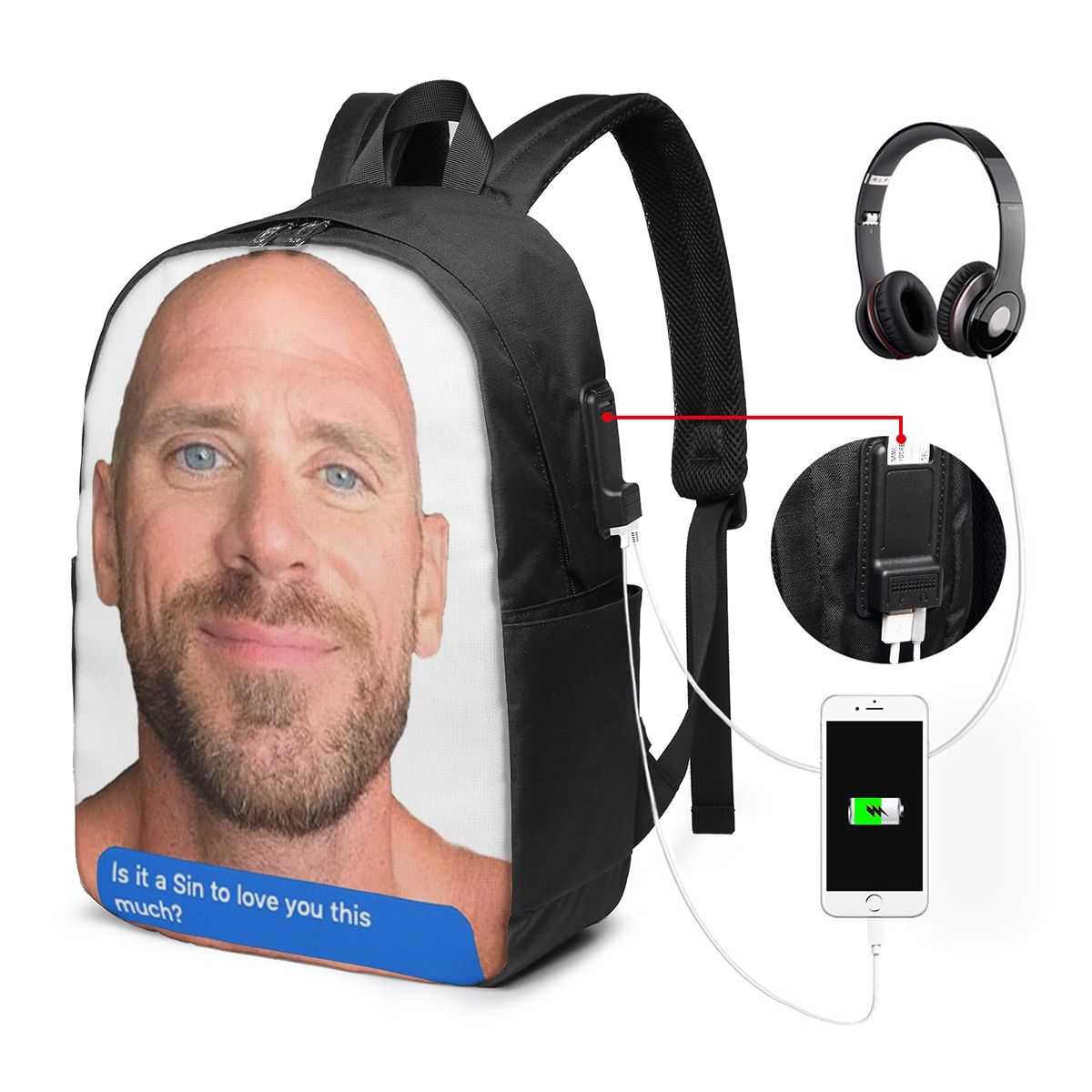 Zaino Johnny Sins Flirty Text  - Handbags recensione e prezzo